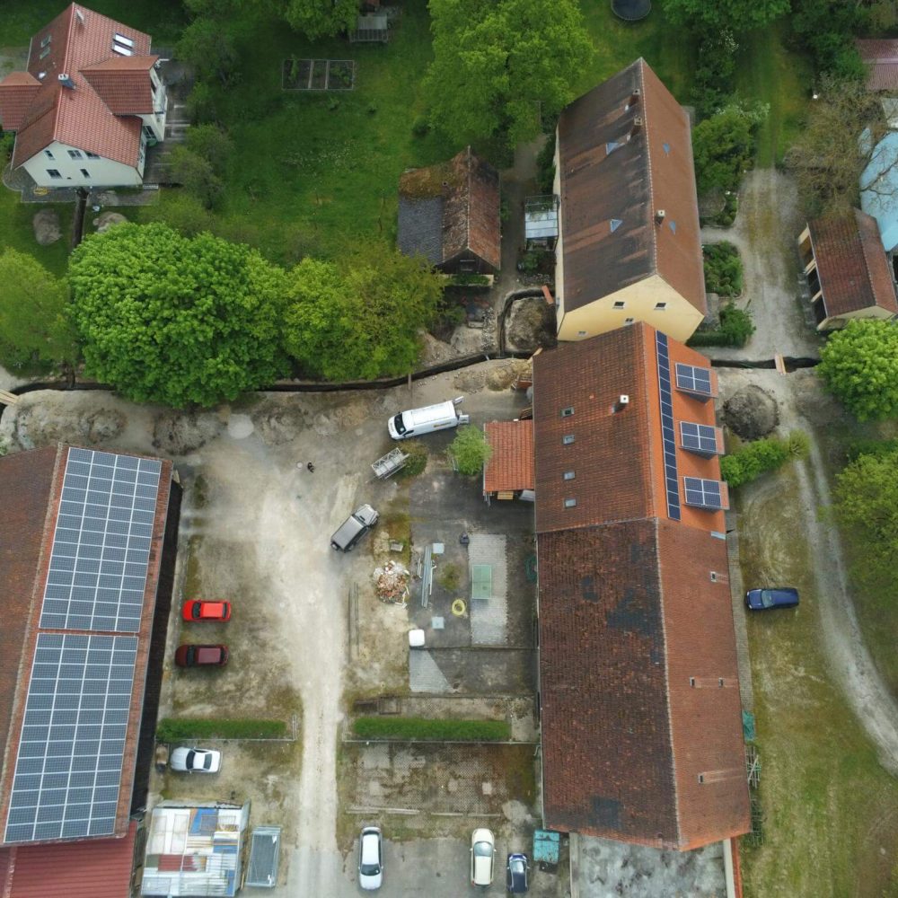 Luftaufnahme Heizzentrale mit Fernwärmeanschluss Rottmannshart